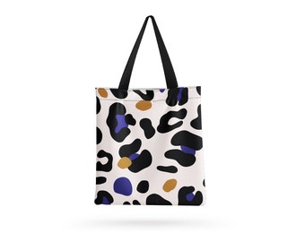 Abstract Leopard Print On White Design Tote Bag | Handmade Shopping Bag With Print | Eco-Friendly | Reusable | Made in EU