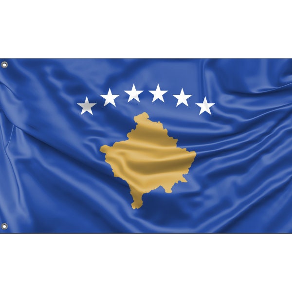 Flagge des Kosovo Einzigartiger Designdruck Hochwertige Materialien Größe  3x5 Ft / 90x150 cm Hergestellt in EU -  Schweiz