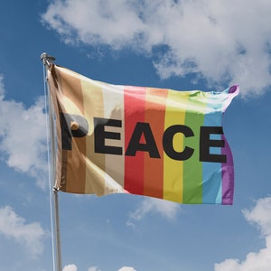 Peace Flag With Pride Colors, Unique Print, 3x5 Ft / 90x150 cm size, EU Made