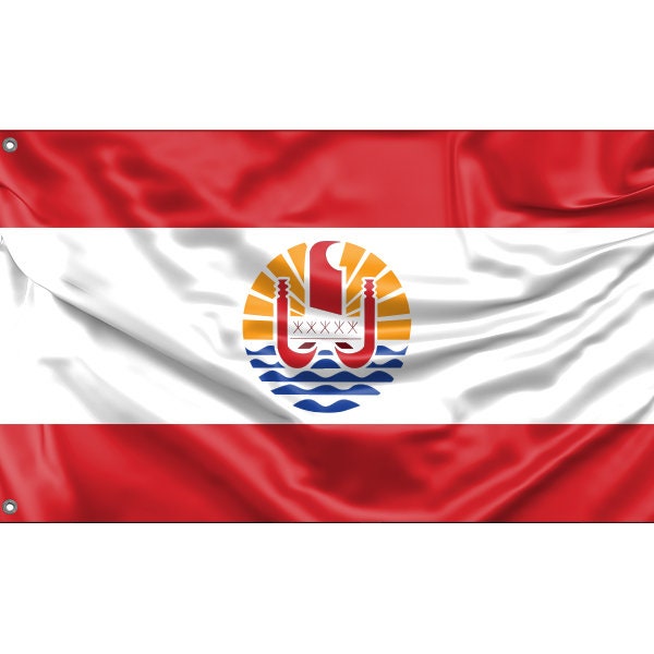 Français | du drapeau de la Polynésie | d’impression design unique Matériaux de haute qualité | Taille - 3x5 Ft / 90x150 cm | Fabriqué dans l’UE