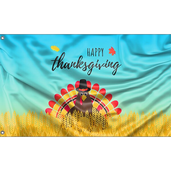 2 X Doppelseitige Flaggen 'Happy Thanksgiving Merry Christmas' – 90x150 Cm, Polyester, Mit Ösen