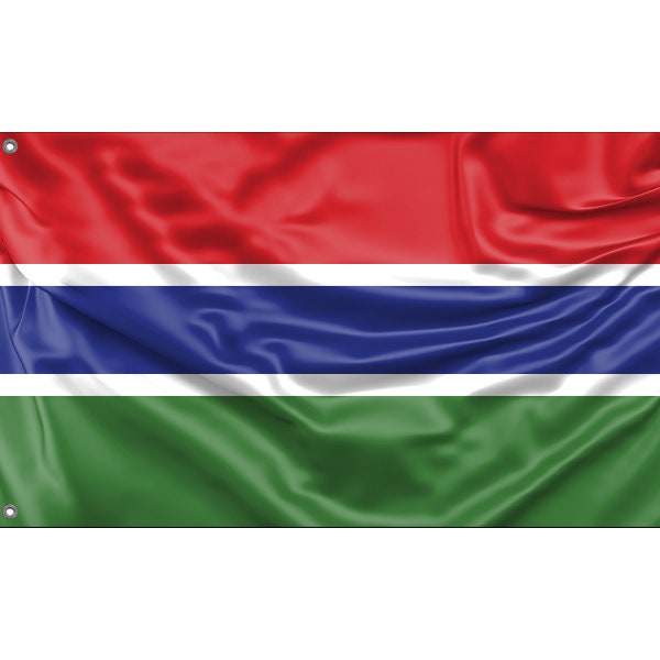 Flagge von Gambia | Einzigartiger Designdruck | Hochwertige Materialien | Größe - 3x5 Ft / 90x150 cm | Hergestellt in EU