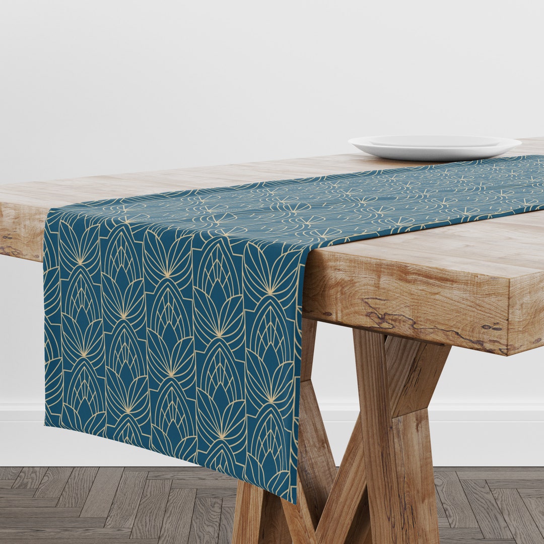 Tischläufer Marineblau Art Deco | Einzigartiges Design Tischdekoration ...