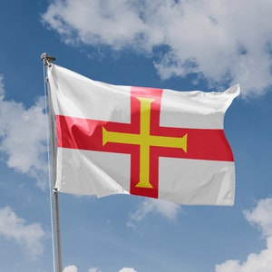 Guernsey, United Kingdom Flag | Unique Design Print | High Quality Materials | Size - 3x5 Ft / 90x150 cm | Made in EU