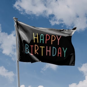 Happy Birthday Flagge Einzigartiger Druck, 90 x 150 cm Größe, Hergestellt in der EU
