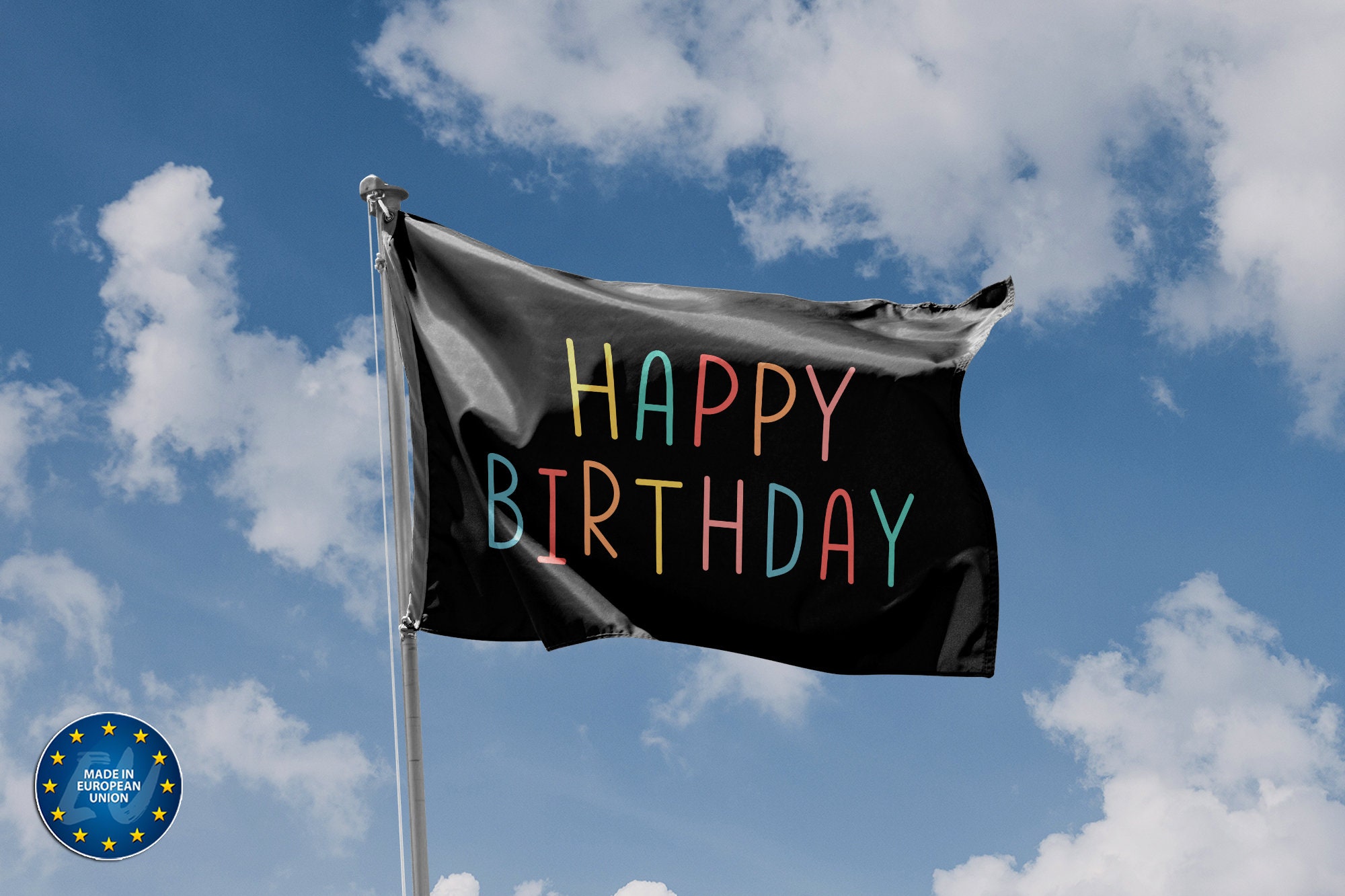 Happy Birthday Flag Unique Print, 3x5 Ft / 90x150 Cm Size, EU Made