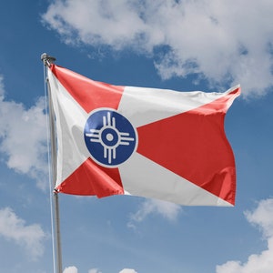 Flag of Wichita, Kansas | Unique Design Print | Hiqh Quality Materials | Size - 3x5 Ft / 90x150 cm | Made in EU