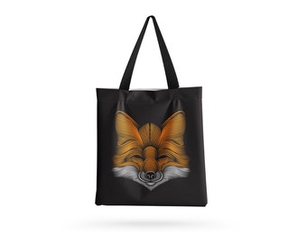 Line Fox Design Tote Bag | Handmade Shopping Bag With Print | Eco-Friendly | Reusable | Made in EU