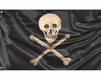 Bandiera Jolly Roger / Stampa dal design unico / Materiali di alta qualità / Dimensioni - 3x5 Ft / 90x150 cm / Prodotto in UE