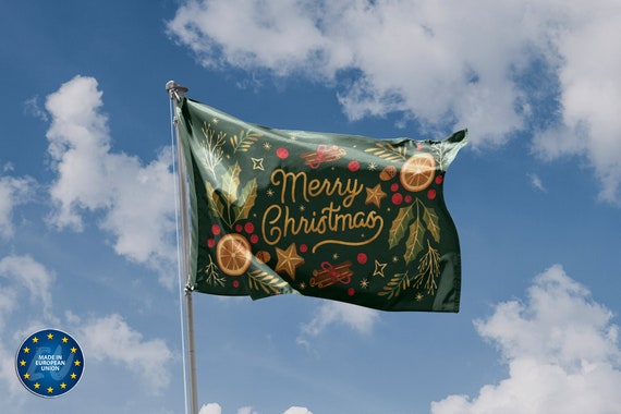 Weihnachtsflagge „FROHE WEIHNACHTEN“ – 150x90 Cm, Beidseitig Bedruckt, Wetterfest Mit Messingösen