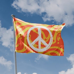 Bandeira de sinal de paz de cor branca | Impressão de design exclusivo 4 | Materiais de alta qualidade | Tamanho - 3 x 5 pés / 90 x 150 cm | Feito na UE