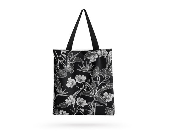 White bag with black flowers new arrivals