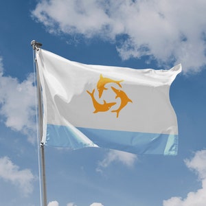 Flag of Anguilla (1967–1969), Dolphin Flag | Unique Design Print | High Quality Materials | Size - 3x5 Ft / 90x150 cm | Made in EU
