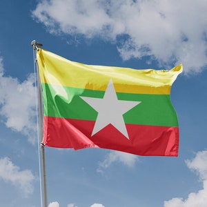 Flag of Myanmar | Unique Design Print | High Quality Materials | Size - 3x5 Ft / 90x150 cm | Made in EU