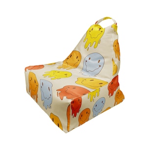 Bean Bag Psychedelic Liquid Smiles Print | Unique Design VI | Full Print | Comfy Form | Made in EU