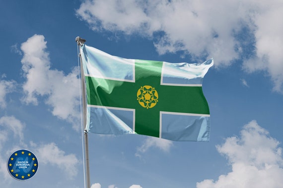 Derbyshire County Flagge Aufkleber – 4 Stück, Je 5,1 Cm, Aus Wetterfestem Vinyl Für Auto, Helm, Fahrrad (UK/England)