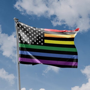 New Glory Rainbow Flag Black Unique Print, 3x5 Ft / 90x150 cm size, EU Made