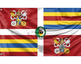 Bandera Guardia Vatica JP II, Swiss Guard Flag | Unique Design Print | High Quality Materials | Size - 3x5 Ft / 90x150 cm | Made in EU