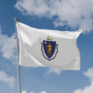 State Flag of Massachusetts, USA | Unique Design Print | High Quality Materials | 5 Sizes | Made in EU