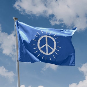 Peace Blue Background Flag | Unique Design Print 3 | Hiqh Quality Materials | 5 Sizes | Made in EU
