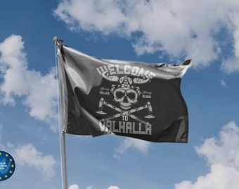 Welcome to Valhalla Viking Flag | Unique Design Print | Hiqh Quality Materials | 5 Sizes | Made in EU