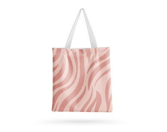 Pink Tiger Design Tote Bag | Handmade Shopping Bag With Print | Eco-Friendly | Reusable | Made in EU