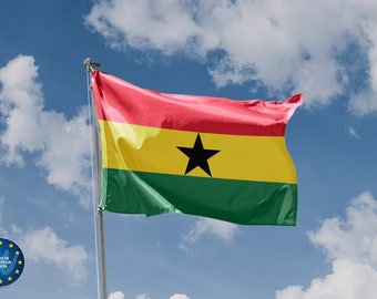 Bandera de Ghana / Diseño exclusivo / Materiales de alta calidad / Tamaño: 90 x 150 cm / Fabricado en la UE