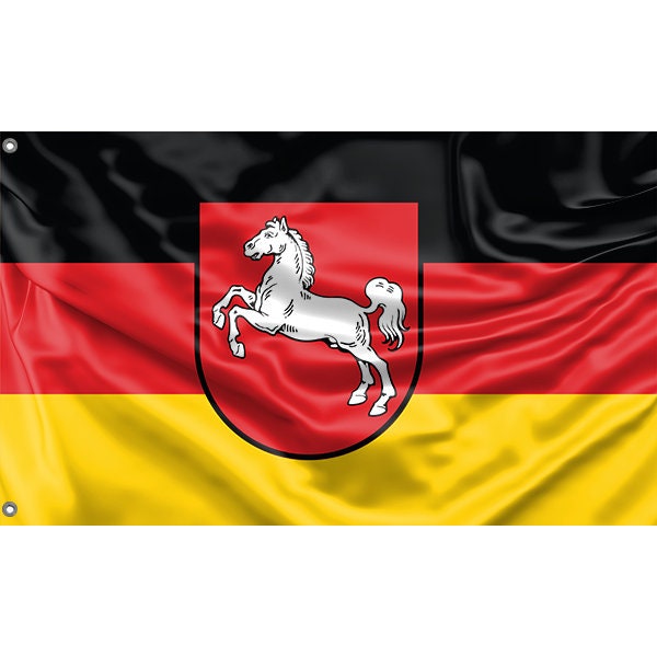 Niedersachsen Flagge | Einzigartiges Design Druck | Hochwertige Materialien | Größe - 3x5 Ft / 90x150 cm | Hergestellt in DER EU