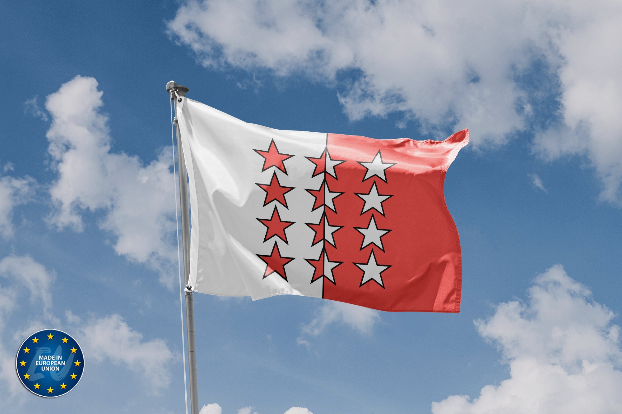 Flag of Canton of Valais | Unique Design Print | High Quality Materials | 5 Sizes | Made in EU
