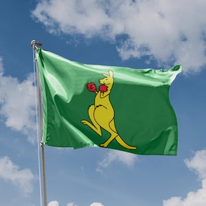 Flaga Boxing Kangaroo, Australia | Unikalny projekt nadruku | Materiały wysokiej jakości | 5 rozmiarów | Wyprodukowano w UE