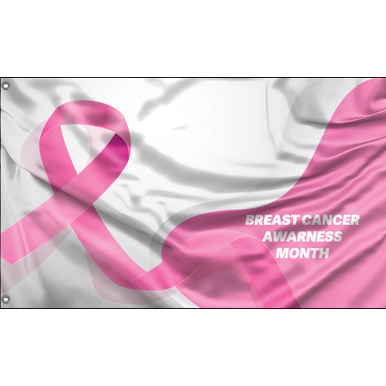 3'x5' Breast Cancer Awareness Pink Ribbon Nylon 2-Ply Flag – USA, Polyester, Grommets