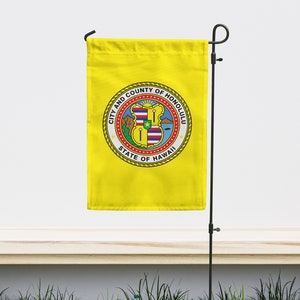 Honolulu Hawaii USA Garden Flag | Size - 12&quot; x 18&quot; | Double Sided Unique Design Print | High Quality Materials | Made in EU