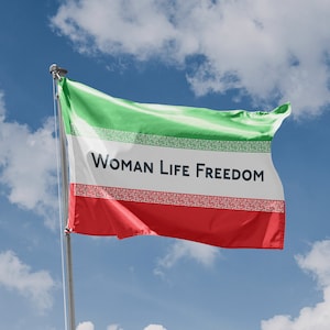 Iran Woman Life Freedom Protest Flag III | Unique Design Print | High Quality Materials | Size - 3x5 Ft / 90x150 cm | Made in EU