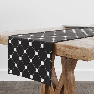 Table Runner Black Abstract Geometric | Unique Design Table Decor | High Quality Textile and Print | Made in EU