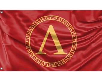 Ancient Style Red Sparta Flag | Unique Design Print | High Quality Materials | Size - 3x5 Ft / 90x150 cm | Made in EU