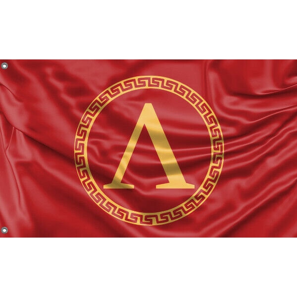 Ancient Style Red Sparta Flag | Unique Design Print | High Quality Materials | Size - 3x5 Ft / 90x150 cm | Made in EU