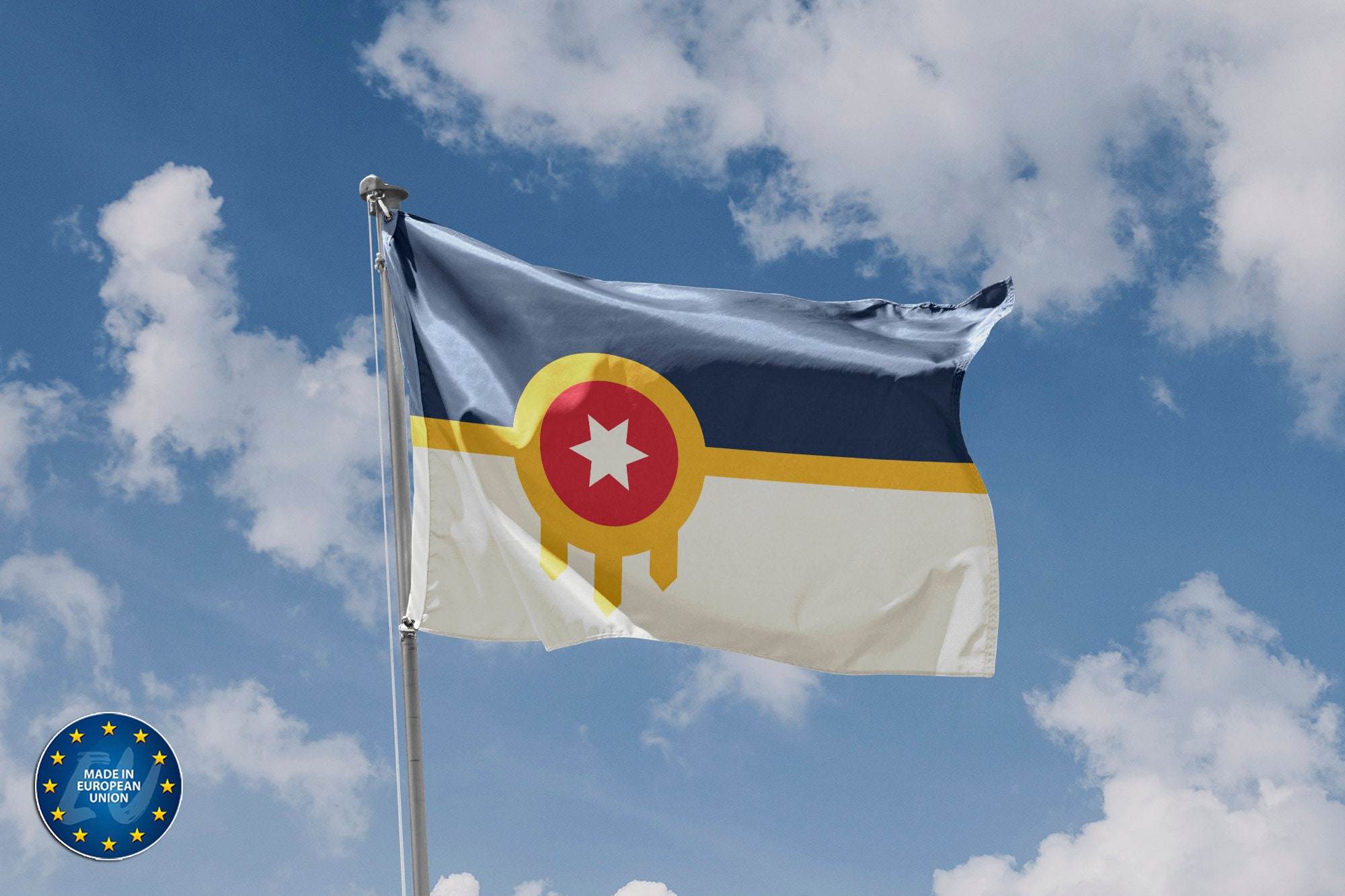 Flagge von Tulsa, Oklahoma | Einzigartiges Design Druck | Hochwertige Materialien | Größe - 90 x 150 cm | Hergestellt in der EU