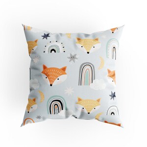 Cushion Cover with Unique Double Sided Full Print, Minimal Small Foxes Design, Size - 40 x 40 cm, Made in EU