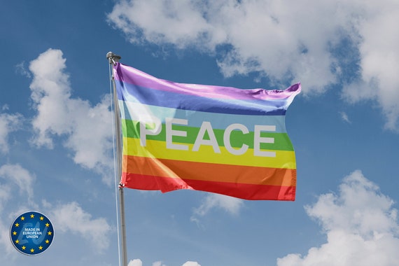 Rainbow Peace, Protest Flag | Unique Design Print | High Quality Materials | 5 sizes | Made in EU