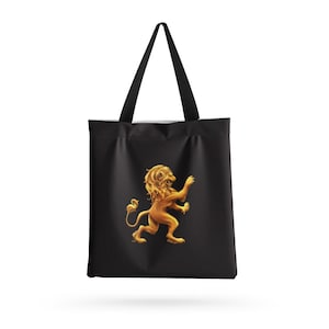 Luxury Golden Lion Design Tote Bag | Handmade Shopping Bag With Print | Eco-Friendly | Reusable | Made in EU