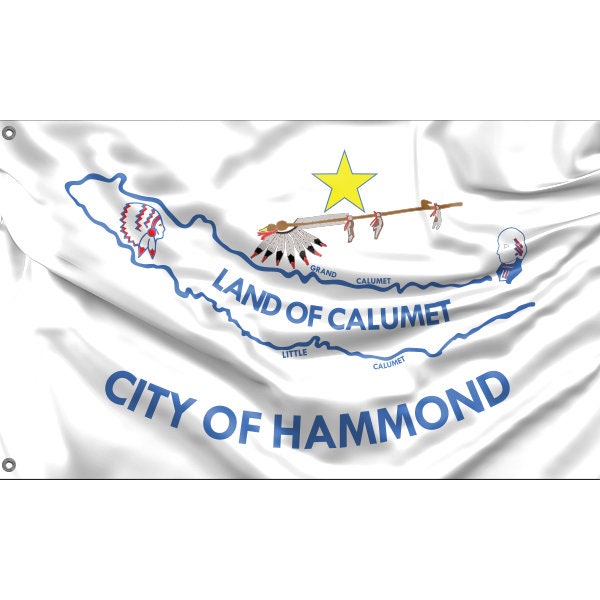 Hammond Flag, Indiana USA | Unique Design Print | Hiqh Quality Materials | Size - 3x5 Ft / 90x150 cm | Made in EU