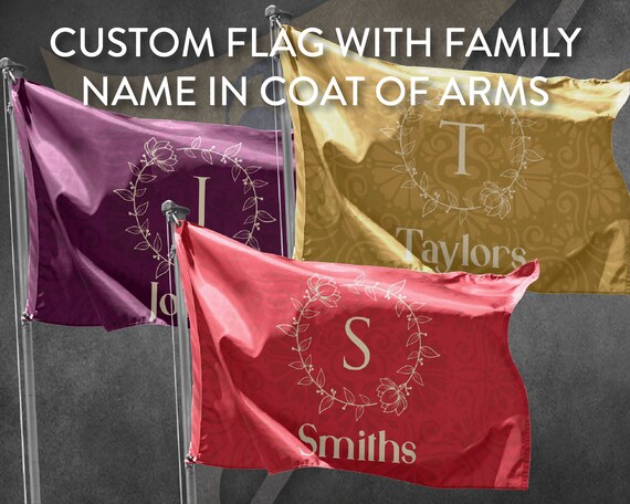 Personalized Custom Flag With Family Name in Coat of Arms II - Etsy