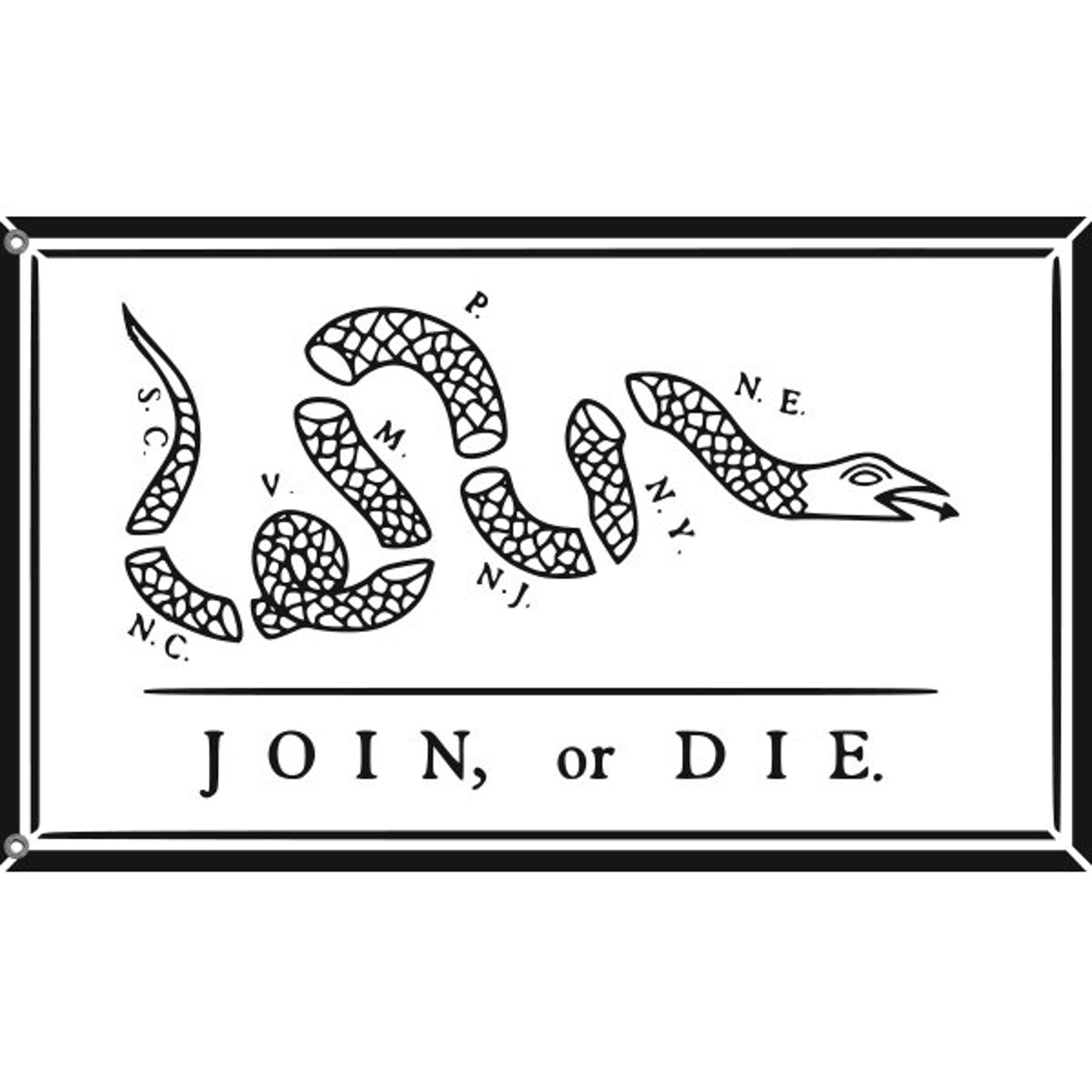 Join or Die Flag (benjamin Franklin) Flag | Unique Design Print | High ...