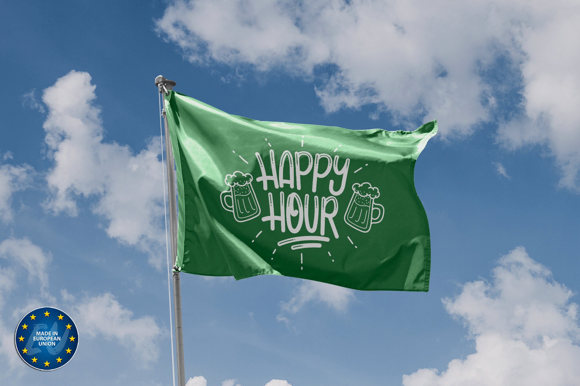 Happy Hour Flag Unique Print, 3x5 Ft / 90x150 cm size, EU Made