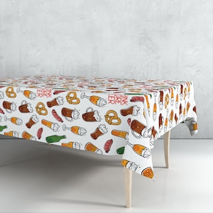 Mehr Bier Design Tischdecke | Einzigartiges Design Tischdekoration | Hochwertiges Textil und Druck | Hergestellt in EU