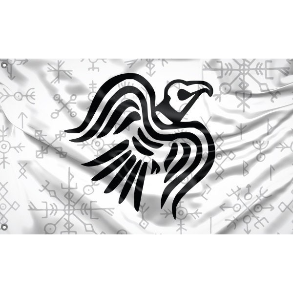 3x5 Red Black Raven Viking Oden Flag Banner 3x5 Red Black Raven Viking Oden Flag Banner