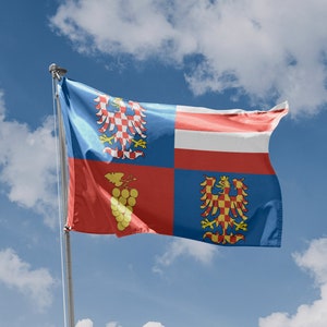 South Moravian Region, Czech Republic Flag | Unique Design Print | High Quality Materials | Size - 3x5 Ft / 90x150 cm | Made in EU