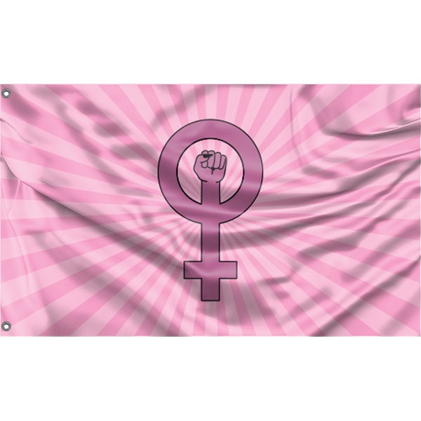 Pink Feminist Flag Unique Print, 3x5 Ft / 90x150 cm size, EU Made