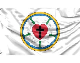 Lutheran Rose Flag | Unique Design Print | High Quality Materials | Size - 3x5 Ft / 90x150 cm | Made in EU