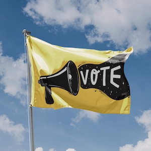 Yellow Vote Flag | Unique Design Print | High Quality Materials | Size - 3x5 Ft / 90x150 cm | Made in EU